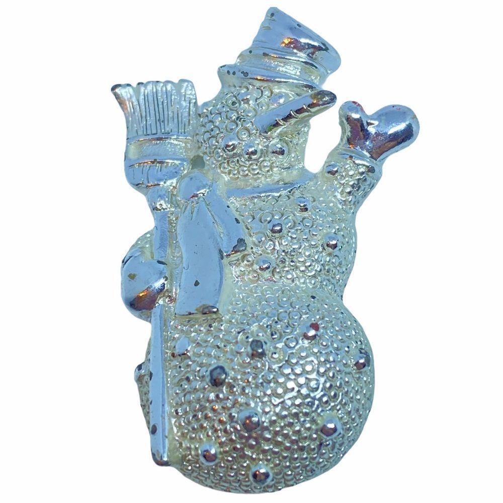 Danecraft snowman Waving & Holding Broom brooch